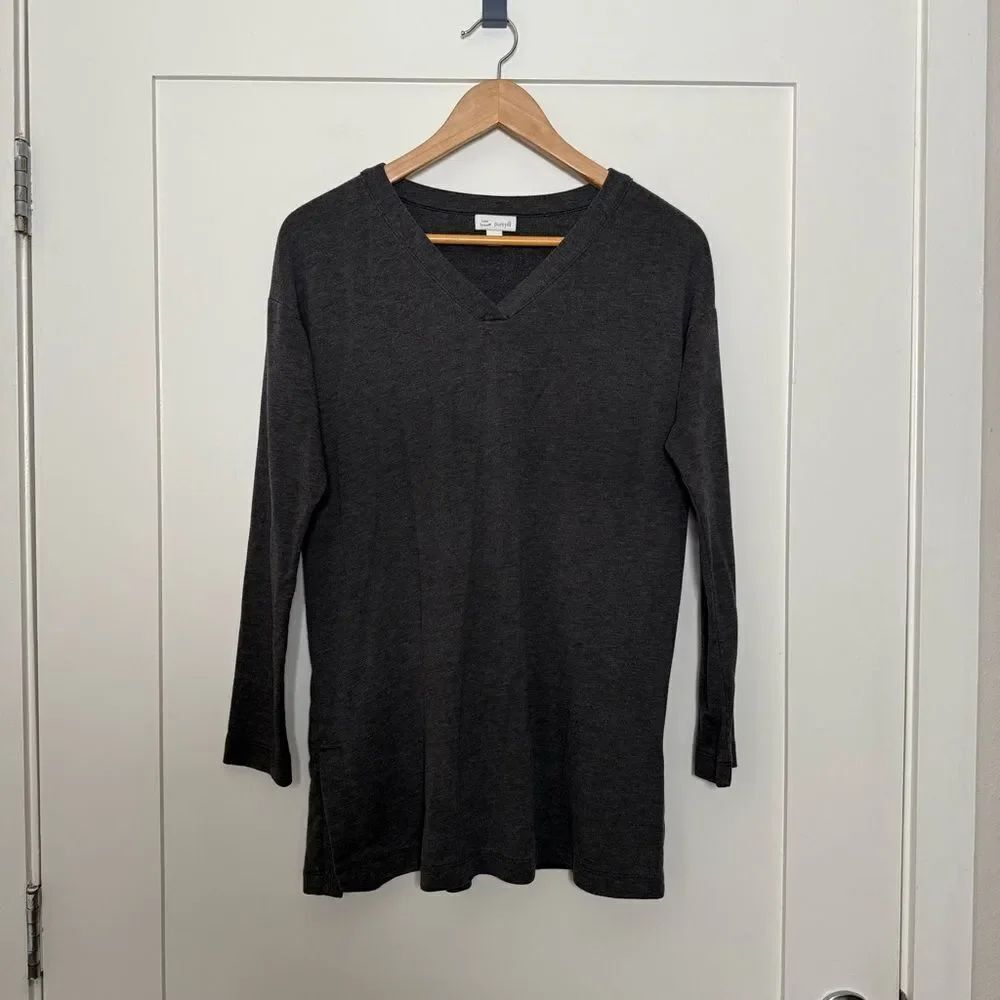 Pure J Jill Luxe Tencel Top Tunic Womens Sz S Gray Long Sleeve V Neck Stretch